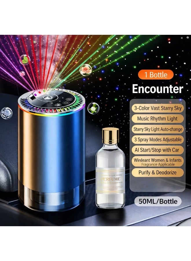 جهاز تعطير السيارة مع ضوء إسقاط النجوم - معطر جو ذكي لاسلكي للسيارة، إضاءة LED متزامنة مع الموسيقى، أوضاع رش قابلة للتعديل، مزيل للروائح، زجاجة بسعة 50 مل. - Image 2